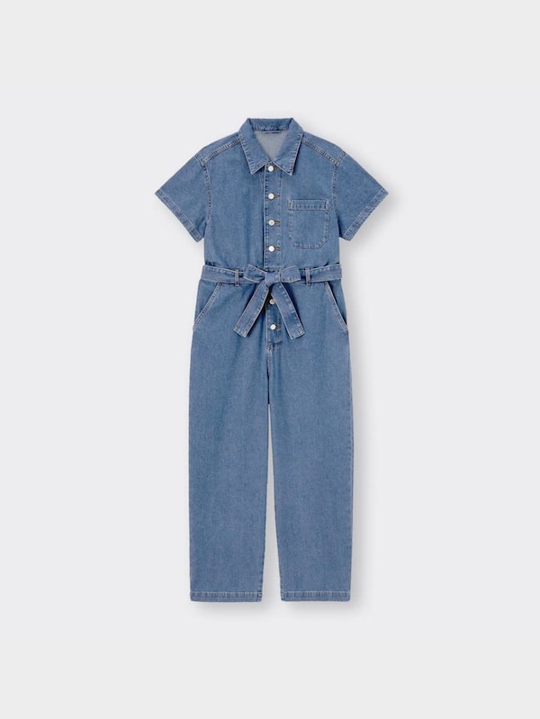 デニムジャンプスーツ(半袖)Q+E