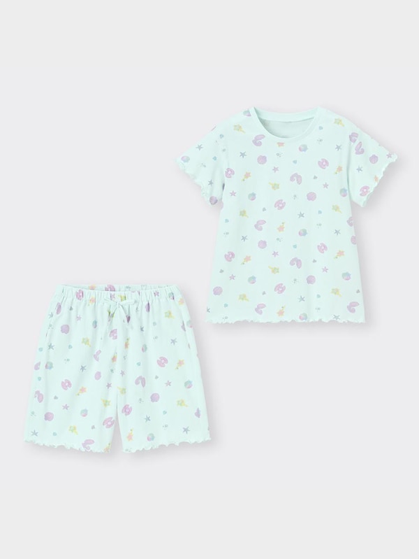 GIRLSコットンラウンジセット(半袖&ショートパンツ)(シェル)