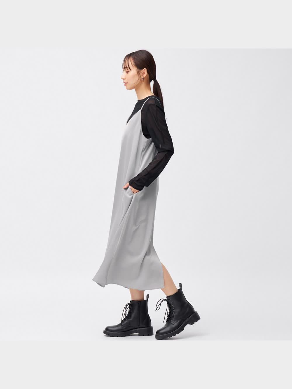 GU公式 | サテンキャミソールワンピース+EC(丈短め110.0～119.0cm)