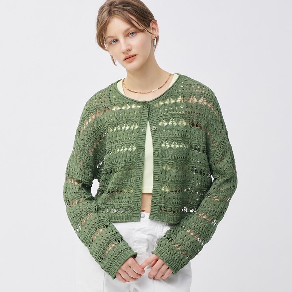 WOMEN | Openwork knit cardigan with long sleeves