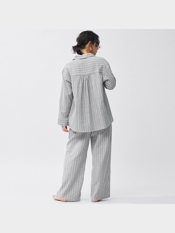 オーガニックコットンパジャマ(ストライプ)長袖&ロングパンツ+E