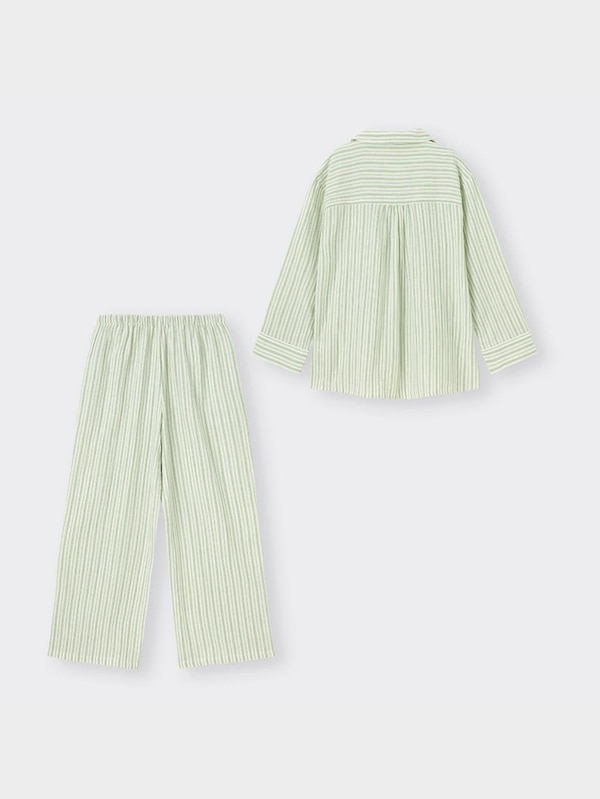 オーガニックコットンパジャマ(ストライプ)長袖&ロングパンツ+E