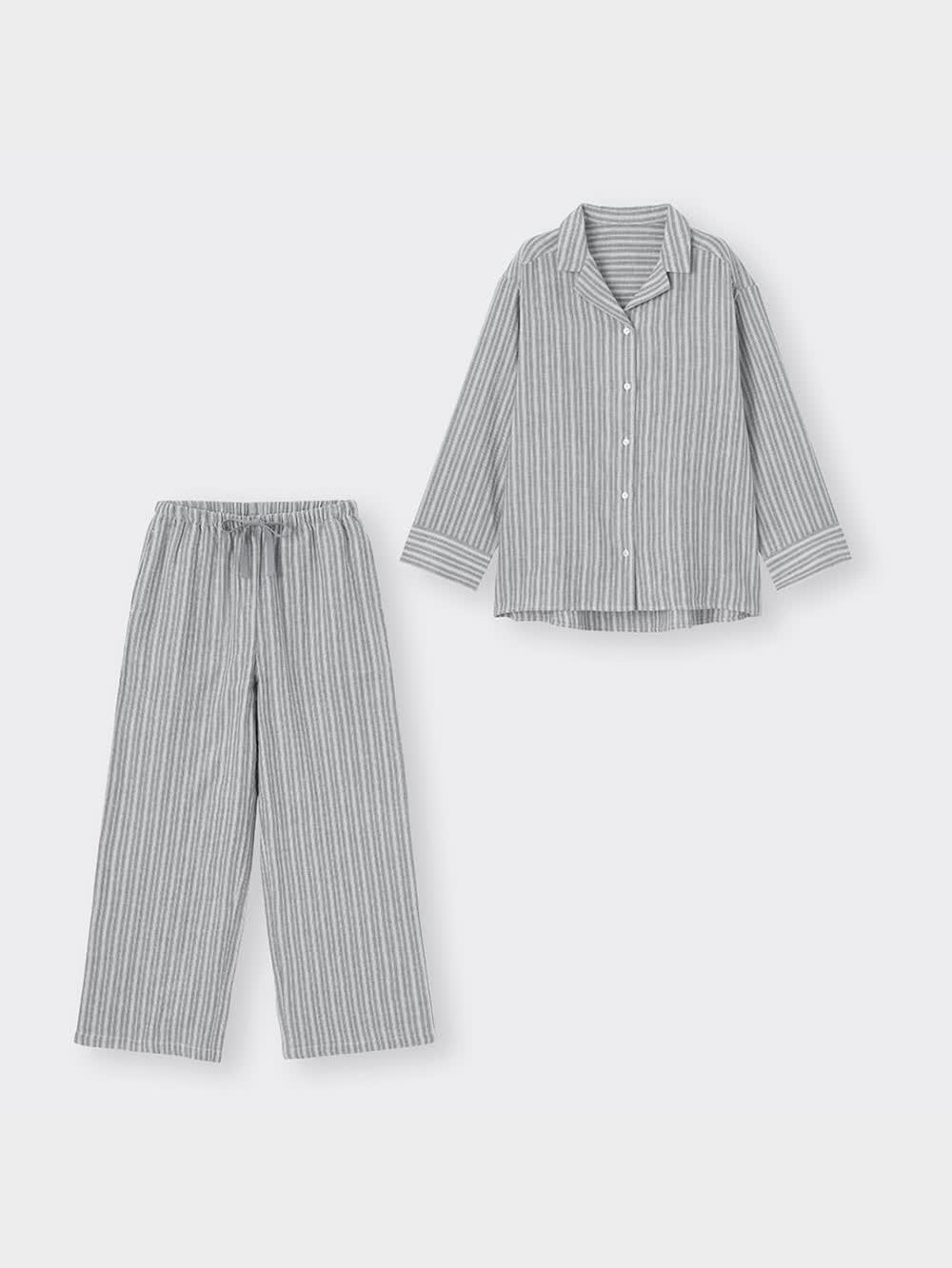 GU公式 | オーガニックコットンパジャマ(ストライプ)長袖&ロングパンツ+E