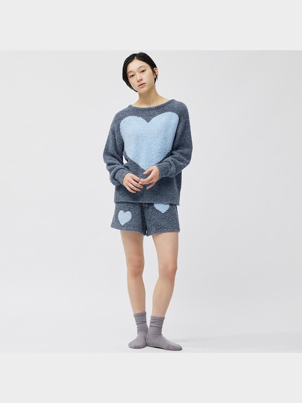 もこもこフィールラウンジプルオーバー(長袖)(ハート)(セットアップ可能)