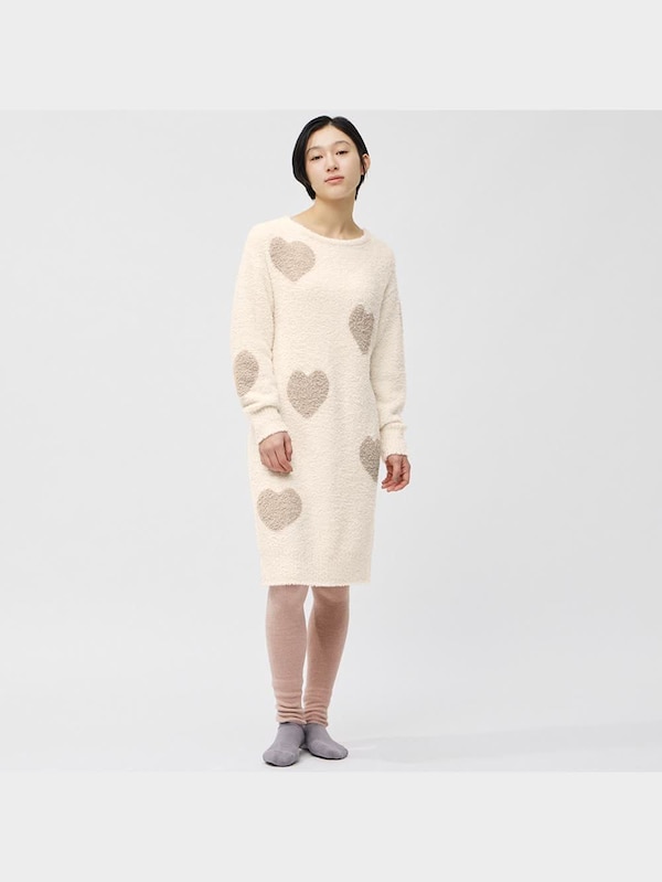 もこもこフィールラウンジワンピース(長袖)(ハート)
