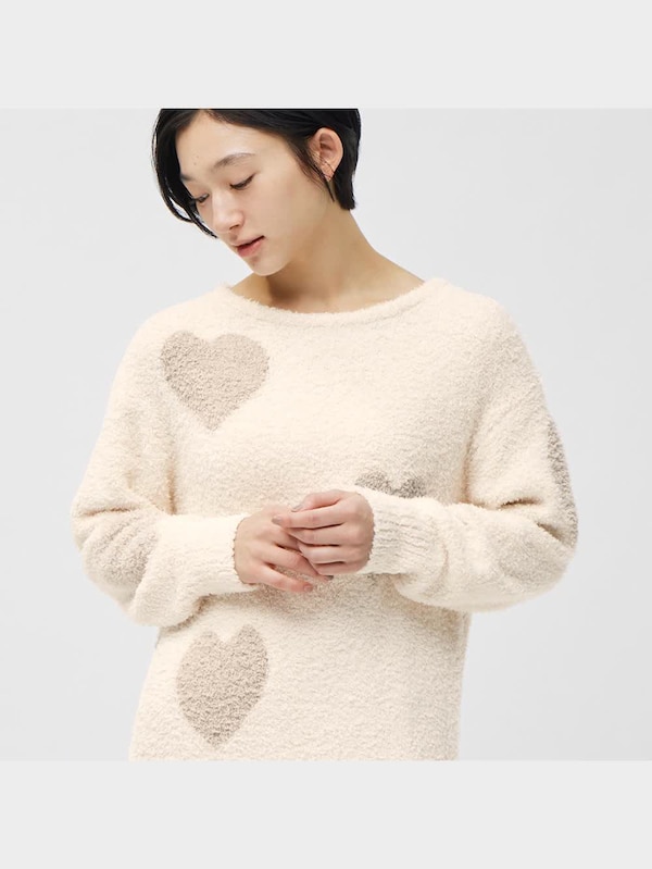 もこもこフィールラウンジワンピース(長袖)(ハート)