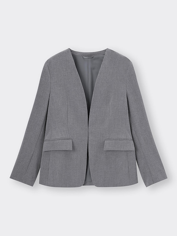 ウォッシャブルノーカラージャケットZ(セットアップ可能)