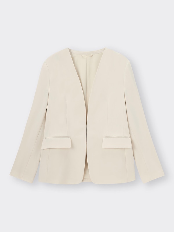 ウォッシャブルノーカラージャケットZ(セットアップ可能)