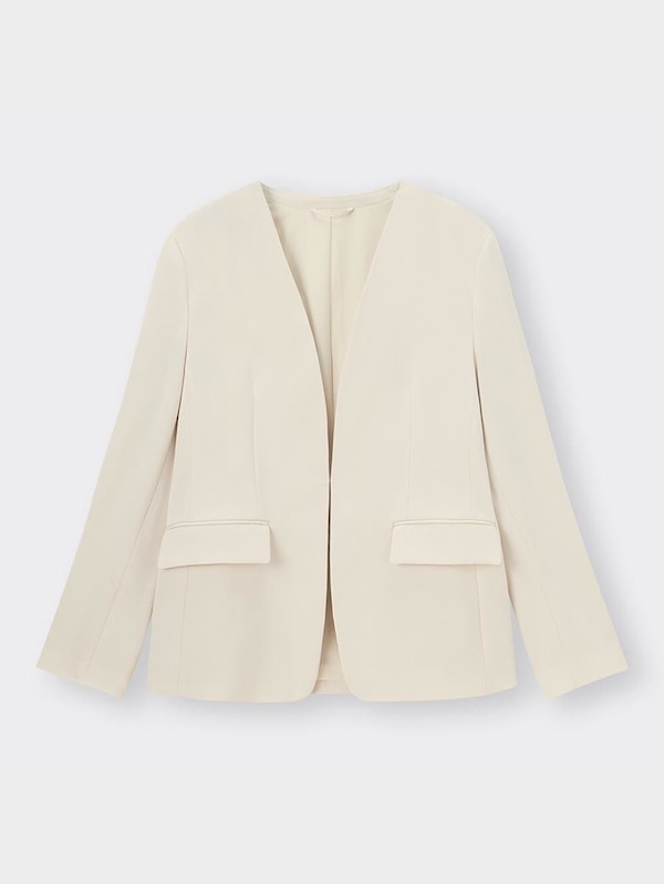 ウォッシャブルノーカラージャケットZ(セットアップ可能)