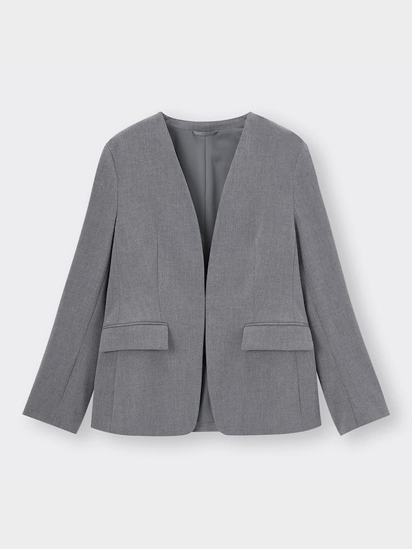 ウォッシャブルノーカラージャケットZ(セットアップ可能)