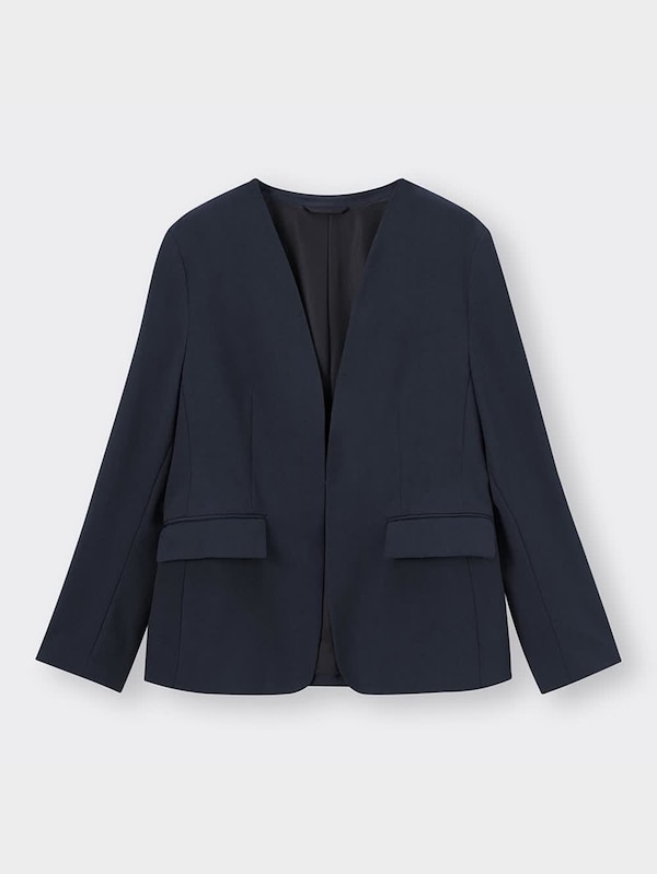 ウォッシャブルノーカラージャケットZ(セットアップ可能)