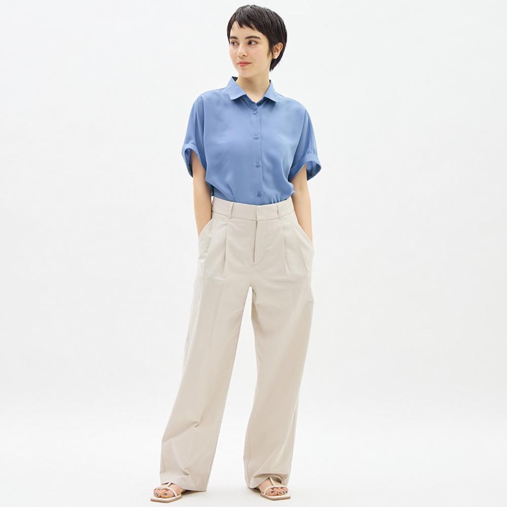 WOMEN | Linen Blend Tuck Wide Pants (Standard Length 70.0~74.0cm)