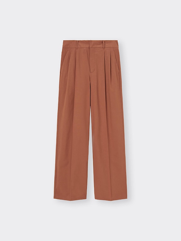 リネンブレンドタックワイドパンツ(丈標準70.0～74.0cm)