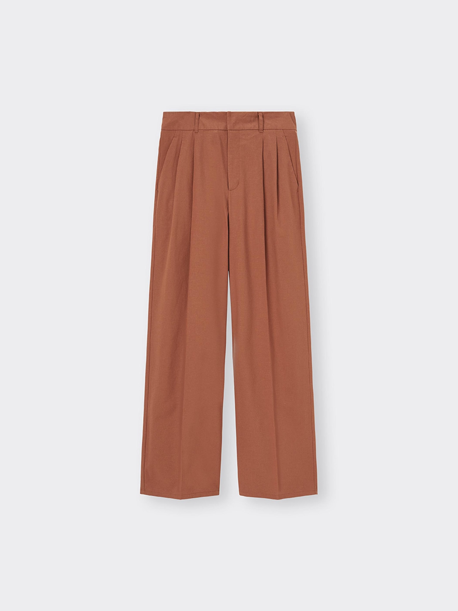 GU公式 | リネンブレンドタックワイドパンツ(丈標準70.0～74.0cm)