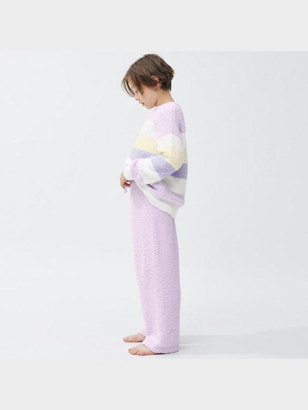 KIDS(男女兼用)もこもこフィールラウンジセット(ボーダー)(長袖&ロングパンツ)