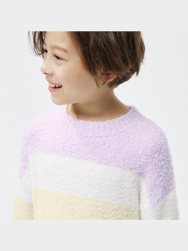 KIDS(男女兼用)もこもこフィールラウンジセット(ボーダー)(長袖&ロングパンツ)