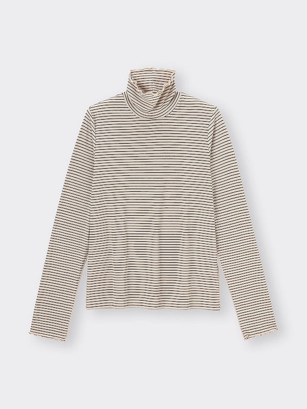ソフトリブタートルネックT(長�袖)(ボーダー)