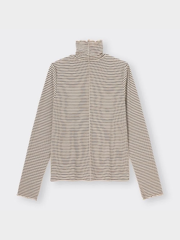 ソフトリブタートルネックT(長袖)(ボーダー)