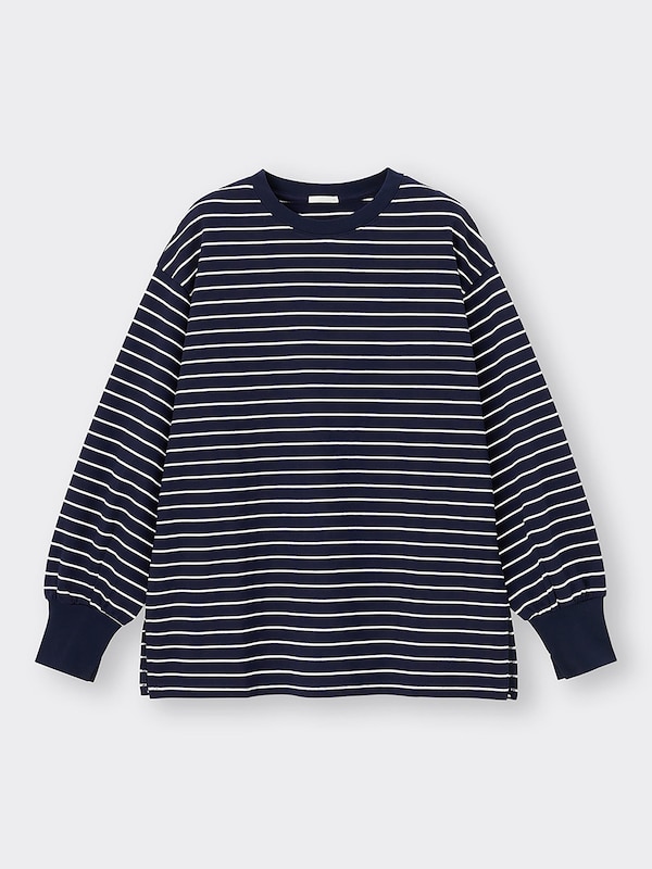 ライトスウェットオーバーサイズT(長袖)(ボーダー)