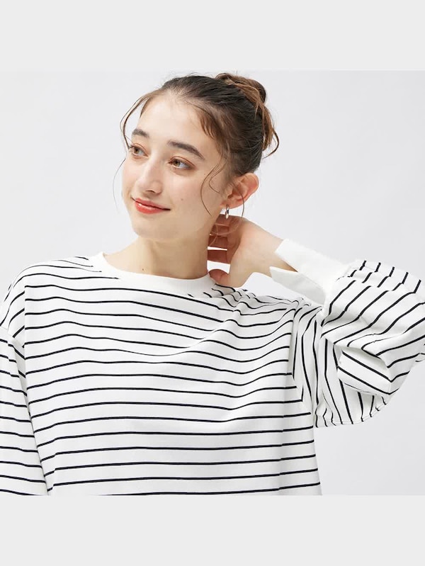 ライトスウェットオーバーサイズT(長袖)(ボーダー)