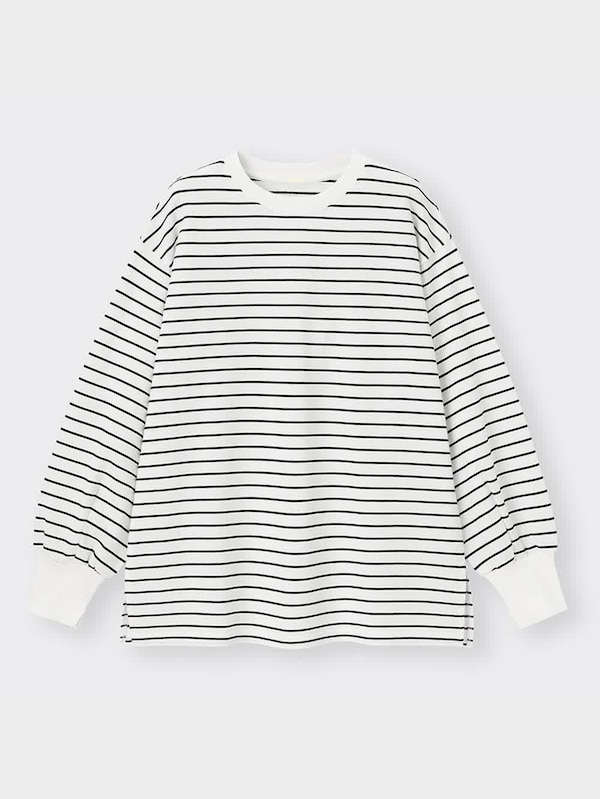 ライトスウェットオーバーサイズT(長袖)(ボーダー)