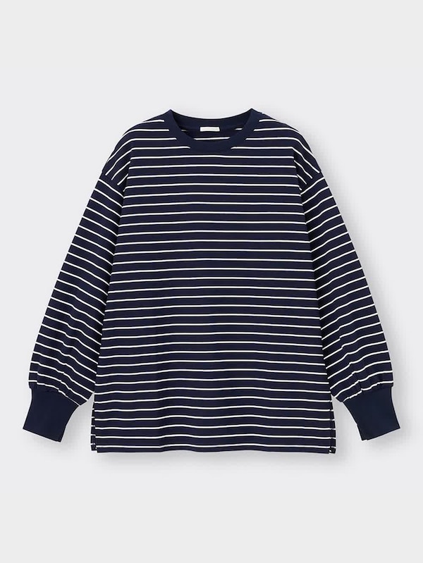 ライトスウェットオーバーサイズT(長袖)(ボーダー)