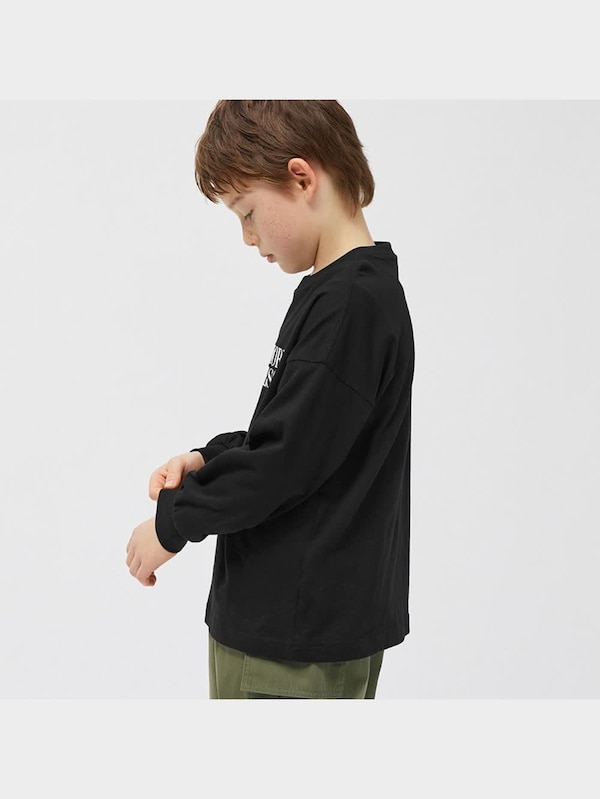 KIDS(男女兼用)グラフィックT(長袖)(刺繍ロゴ)