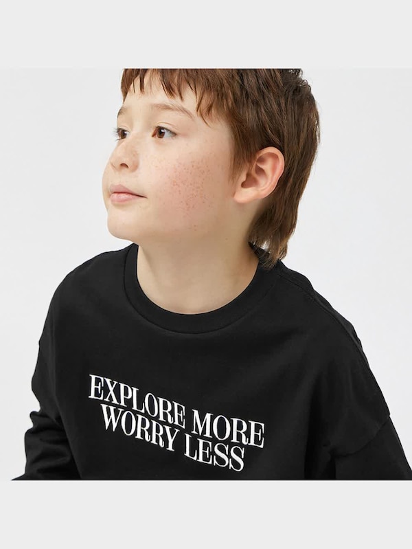 KIDS(男女兼用)グラフィックT(長袖)(刺繍ロゴ)