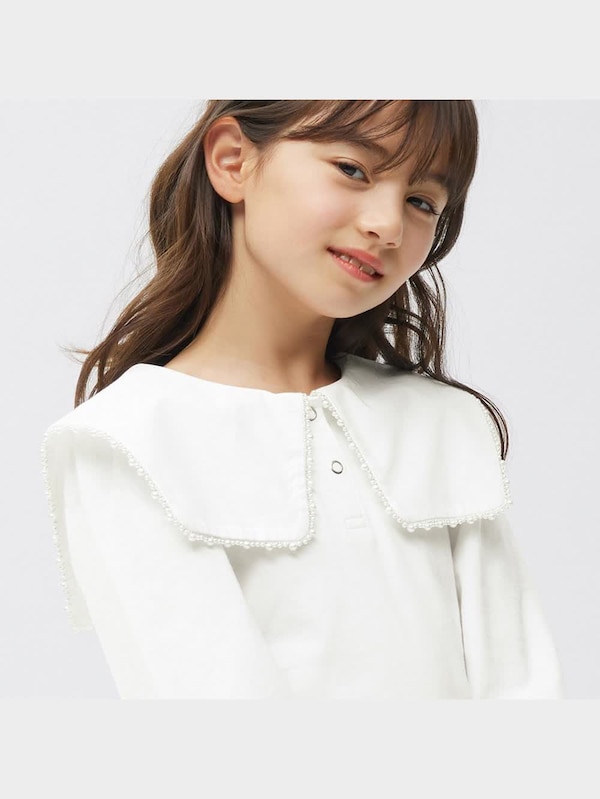 GIRLSパールカラーカットソーブラウス(長袖)