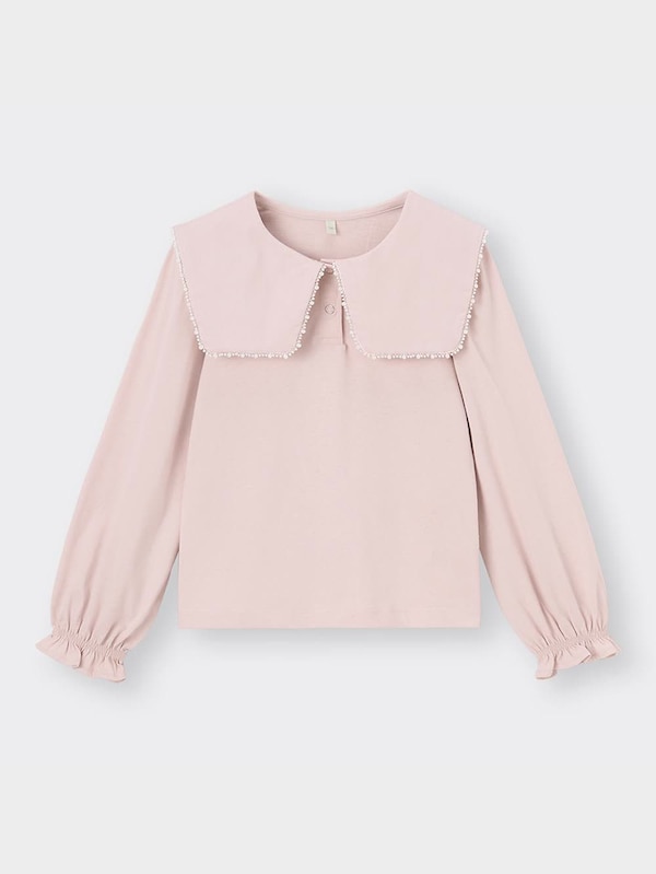GIRLSパールカラーカットソーブラウス(長袖)