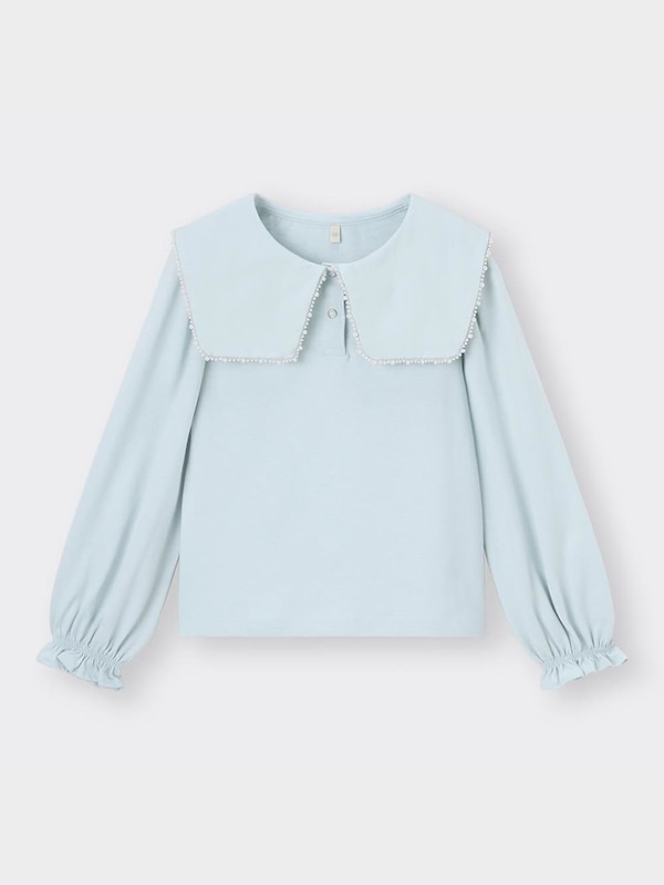 GIRLSパールカラーカットソーブラウス(長袖)