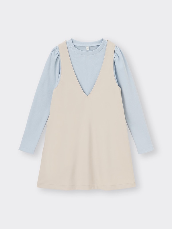 GIRLSリブTセットジャンパードレス(長袖)