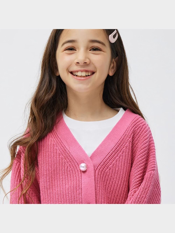 GIRLSパールボタンニットカーディガン(長袖)