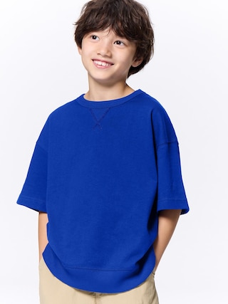 KIDS(男女兼用) スウェT(5分袖) 【KIDS・TEEN】 【キッズ Tシャツ・スウェット・ニット】【GU公式/ジーユー】 【BLUE】 KIDS(男女兼用) スウェT(5分袖) 【KIDS・TEEN】 【キッズ Tシャツ・スウェット・ニット】【GU公式/ジーユー】 【BLUE】