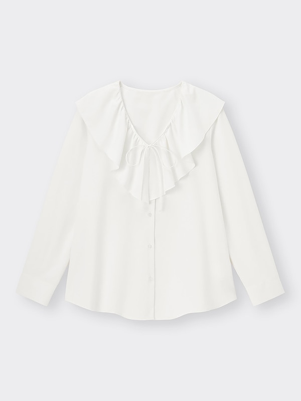 ラッフルカラーブラウス(長袖)