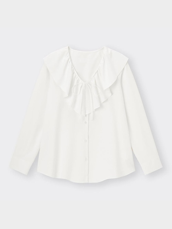 ラッフルカラーブラウス(長袖)