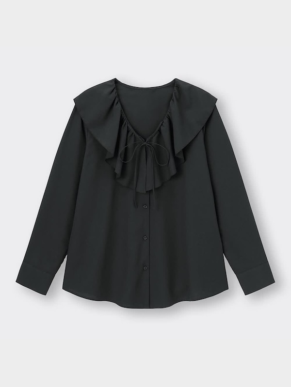 ラッフルカラーブラウス(長袖)