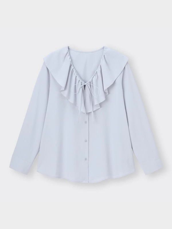 ラッフルカラーブラウス(長袖)