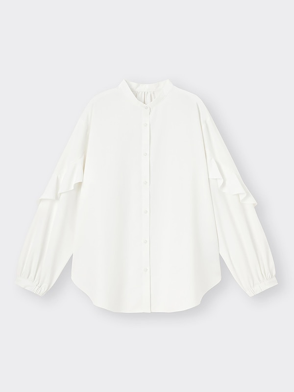 ラッフルスリーブブラウス(長袖)(UVカット機能付き)