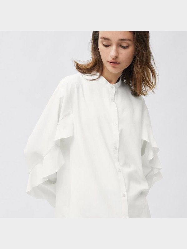 ラッフルスリーブブラウス(長袖)(UVカット機能付き)