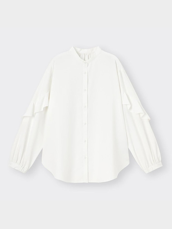 ラッフルスリーブブラウス(長袖)(UVカット機能付き)