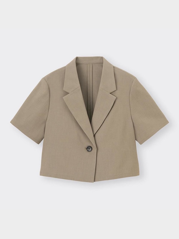 ハーフスリーブクロップドジャケット(セットアップ可能)