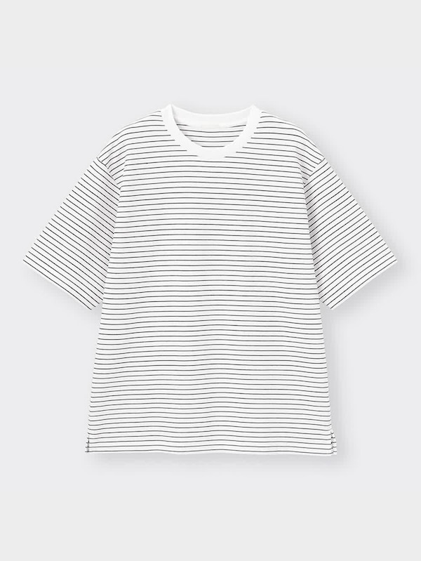 ドライポンチクルーネックT(5分袖)(ボーダー)