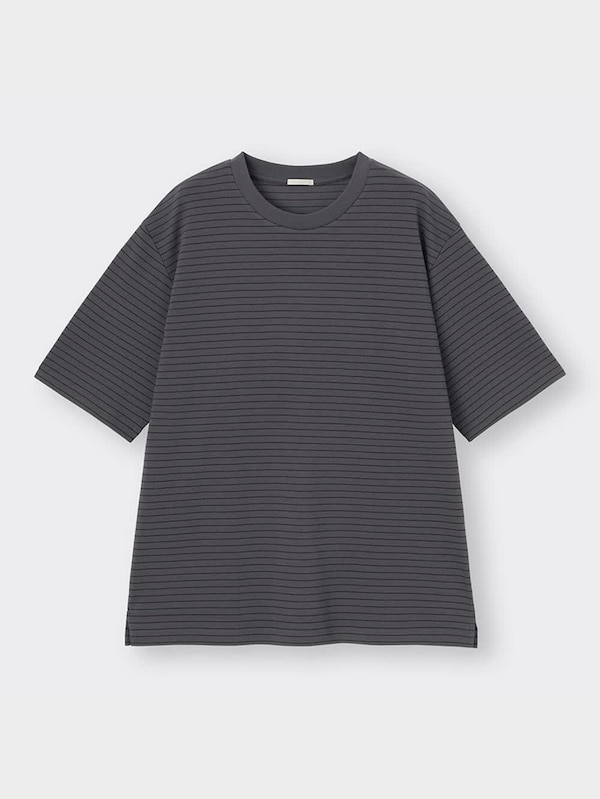 ドライポンチクルーネックT(5分袖)(ボーダー)