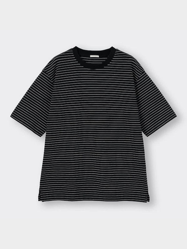 ドライポンチクルーネックT(5分袖)(ボーダー)