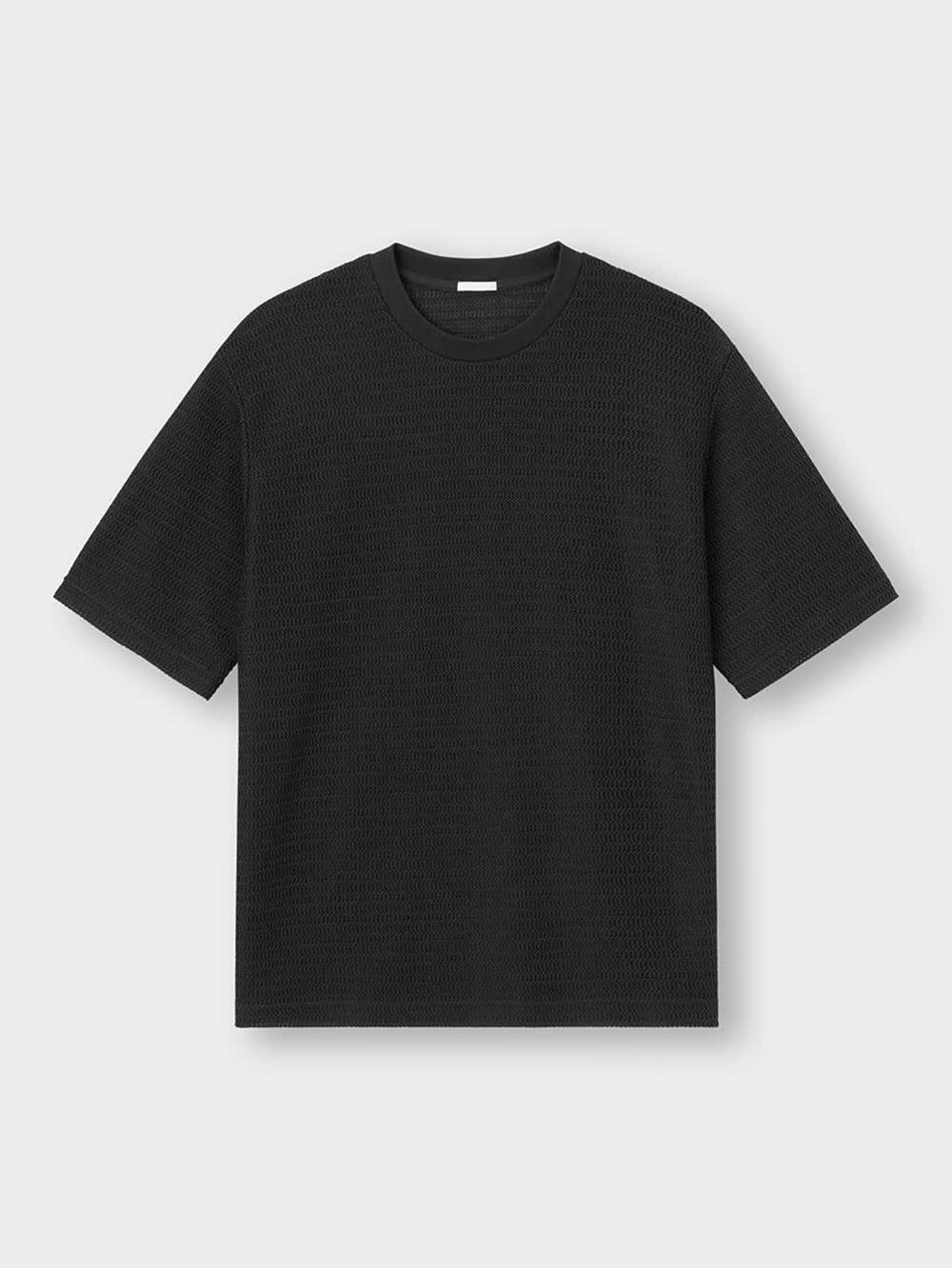 GU公式 | メッシュテクスチャー クルーネックT(5分袖)