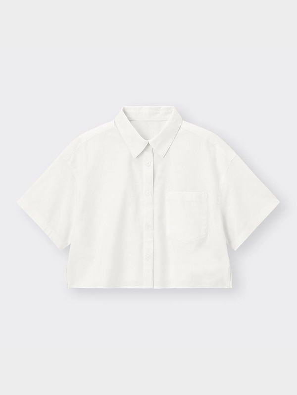 リネンブレンドクロップドシャツ(半袖)
