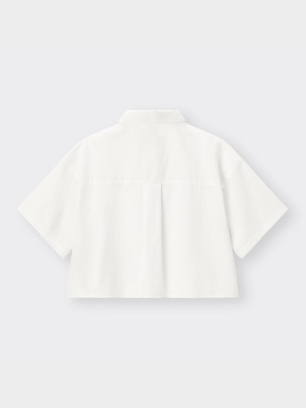 リネンブレンドクロップドシャツ(半袖)