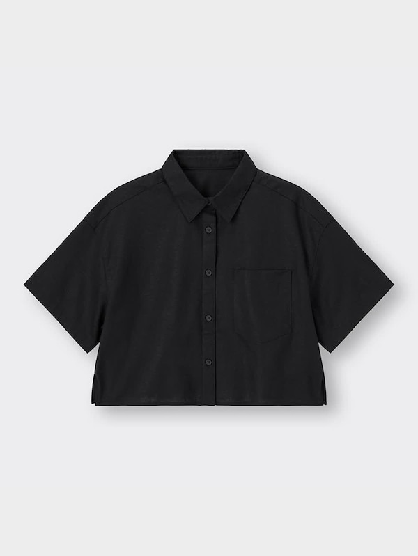 リネンブレンドクロップドシャツ(半袖)