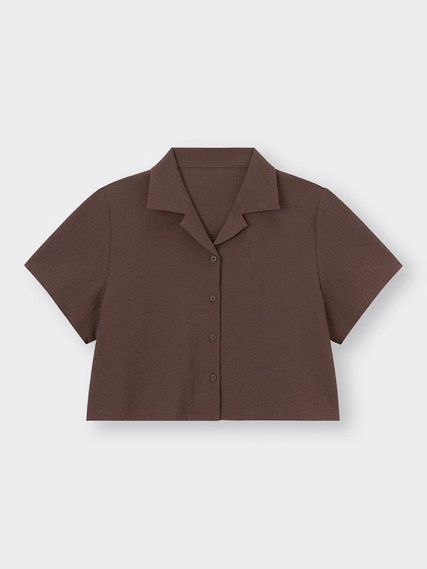 テクスチャーオープンカラーシャツ(半袖)